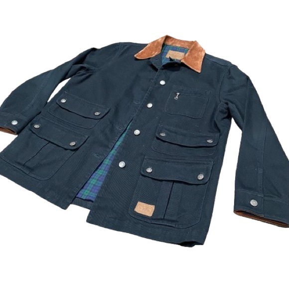 Vintage Ralph Lauren Medium Hunting Jacket Black RRL with Suede Collar. - Picture 2 of 8